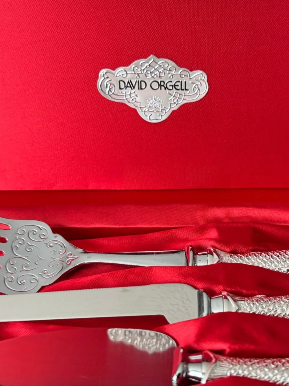 Vintage David Orgell Silver Plated 3-Piece Fish Serving Set - Japan